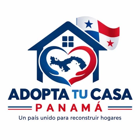 Logo de Adopta Tu Casa Panamá: una casa con un corazón y el mapa de Panamá